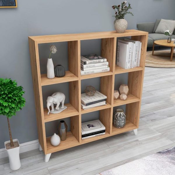 Βιβλιοθήκη μελαμίνης Saul  χρώμα pine oak 88,2x20x88,2εκ. - Image 4