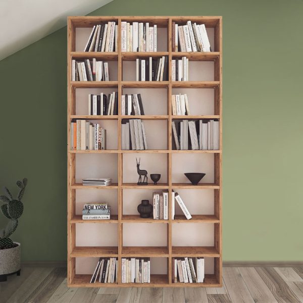 Βιβλιοθήκη μελαμίνης Fyodor  χρώμα pine oak 102x16x178εκ. - Image 2