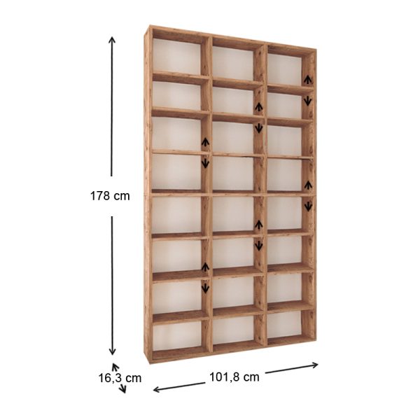 Βιβλιοθήκη μελαμίνης Fyodor  χρώμα pine oak 102x16x178εκ. - Image 4