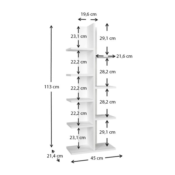 Βιβλιοθήκη Tree  χρώμα λευκό 45x21,4x121,8εκ. - Image 3