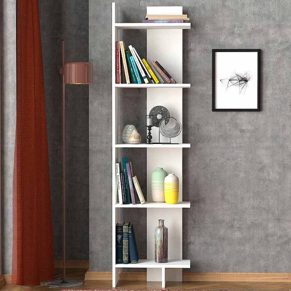 Βιβλιοθήκη Perla  χρώμα λευκό 48x22x170εκ. - Image 2