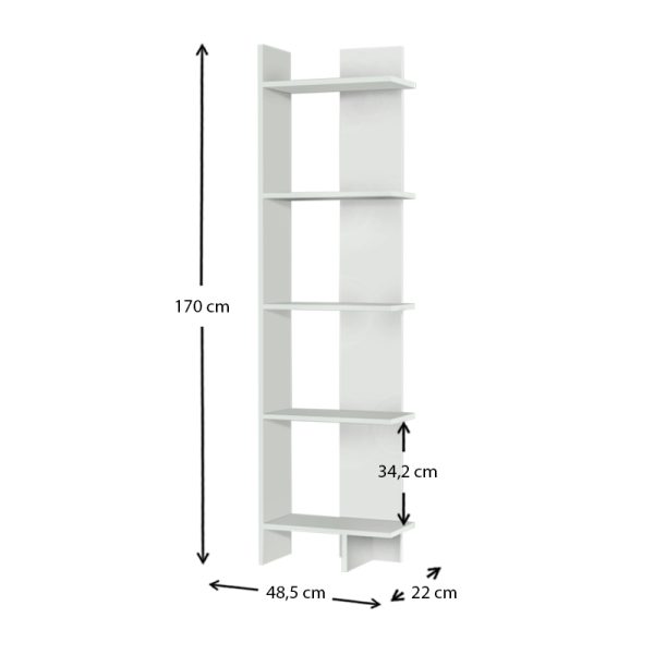 Βιβλιοθήκη Perla  χρώμα λευκό 48x22x170εκ. - Image 4