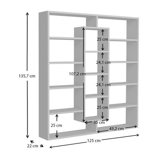 Βιβλιοθήκη Ample  χρώμα λευκό 125x22x135,7εκ. - Image 3