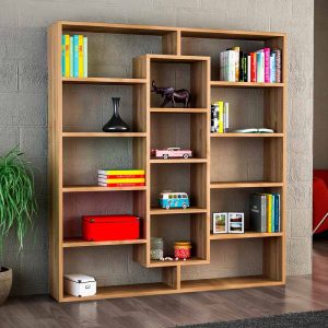 Βιβλιοθήκη Ample  χρώμα καρυδί 125x22x135,7εκ.