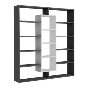 Βιβλιοθήκη Ample  χρώμα μαύρο – λευκό 125x22x135,7εκ.