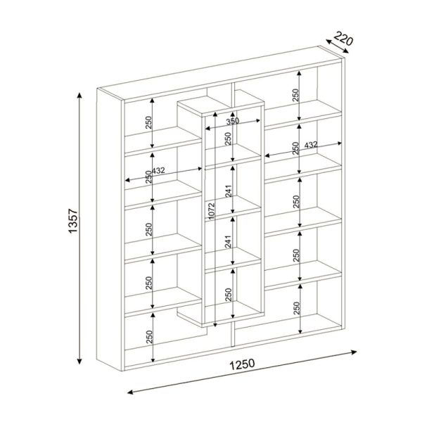 Βιβλιοθήκη Ample  χρώμα μαύρο - λευκό 125x22x135,7εκ. - Image 4