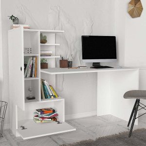 Γραφείο εργασίας Domingo  χρώμα λευκό 149,5x60x120εκ.