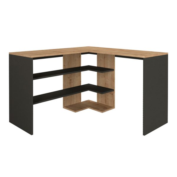 Γραφείο εργασίας Stylo  χρώμα sapphire oak -  ανθρακί 120x120x73,8εκ. - Image 4