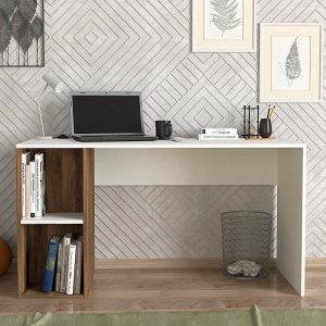 Γραφείο εργασίας Coral  χρώμα λευκό – καρυδί 140x60x75εκ.