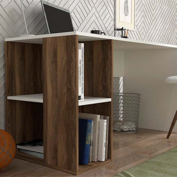Γραφείο εργασίας Coral  χρώμα λευκό - καρυδί 140x60x75εκ. - Image 3