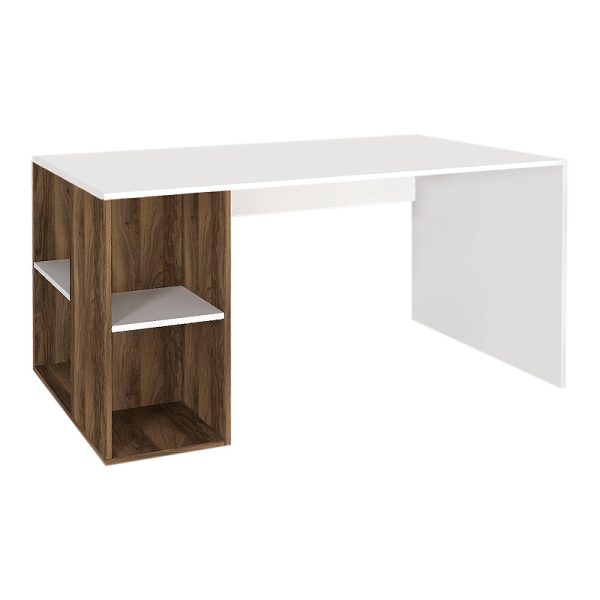 Γραφείο εργασίας Coral  χρώμα λευκό - καρυδί 140x60x75εκ. - Image 4