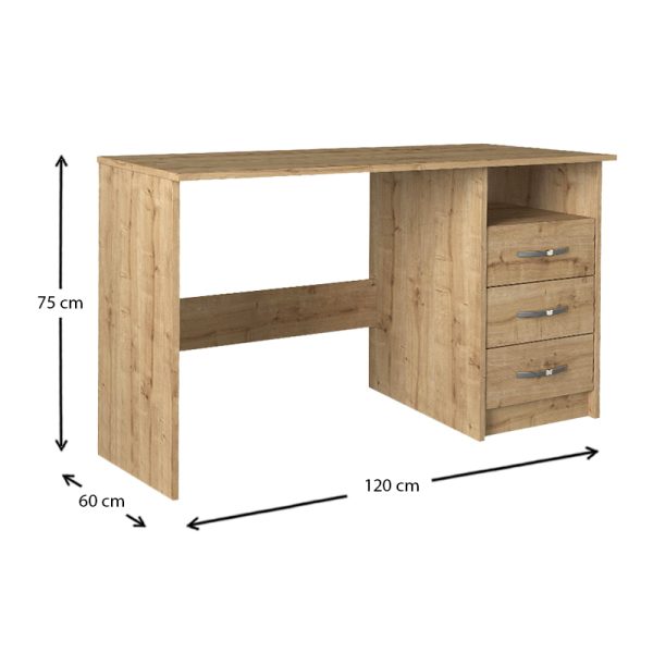 Γραφείο εργασίας Eldoris  χρώμα sapphire oak 120x60x75εκ. - Image 5