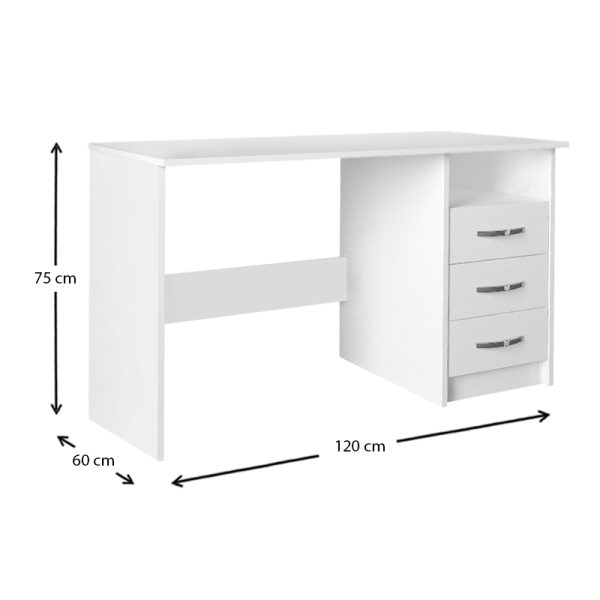 Γραφείο εργασίας Eldoris  χρώμα λευκό 120x60x75εκ. - Image 5