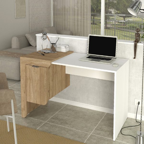 Γραφείο εργασίας Dario  χρώμα sepet oak - λευκό 120x60x73,2εκ. - Image 3