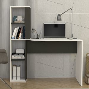 Γραφείο εργασίας Gemini  χρώμα ανθρακί – λευκό 121,8×59,6×131,8εκ.