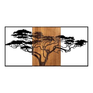Διακοσμητικό τοίχου Acacia Tree  ξύλινο – μεταλλικό χρώμα καρυδί – μαύρο 147x3x70εκ.