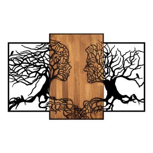 Διακοσμητικό τοίχου Tree Love  ξύλινο – μεταλλικό χρώμα καρυδί – μαύρο 125x3x79εκ.
