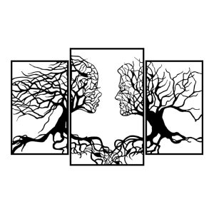 Διακοσμητικό τοίχου Tree Love  μεταλλικό χρώμα μαύρο 116×71εκ.