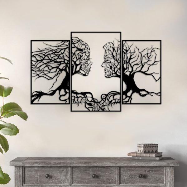 Διακοσμητικό τοίχου Tree Love  μεταλλικό χρώμα μαύρο 116x71εκ. - Image 2