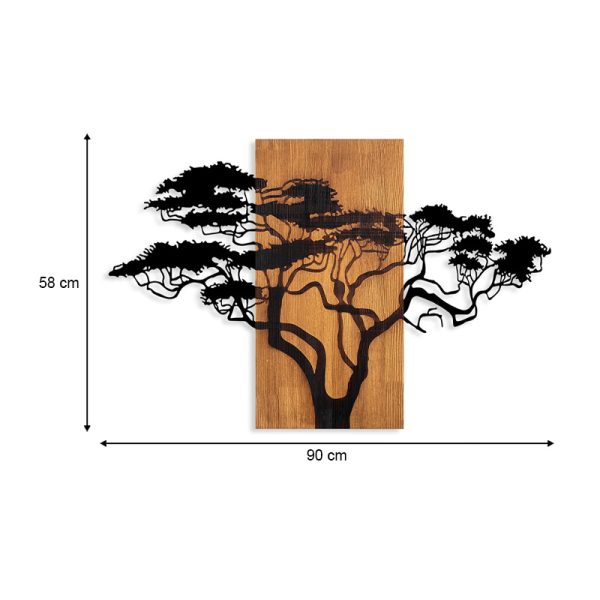Διακοσμητικό τοίχου Acacia Tree  ξύλινο - μεταλλικό χρώμα καρυδί - μαύρο 90x3x58εκ. - Image 4