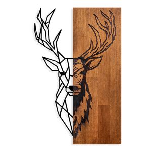 Διακοσμητικό τοίχου Deer  ξύλινο – μεταλλικό χρώμα καρυδί – μαύρο 36x3x58εκ.