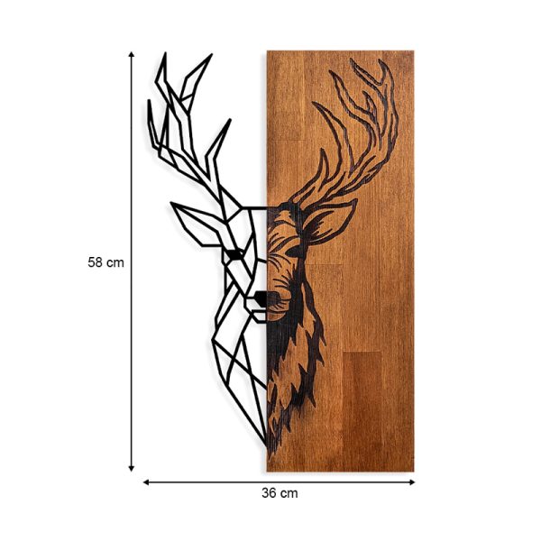 Διακοσμητικό τοίχου Deer  ξύλινο - μεταλλικό χρώμα καρυδί - μαύρο 36x3x58εκ. - Image 4