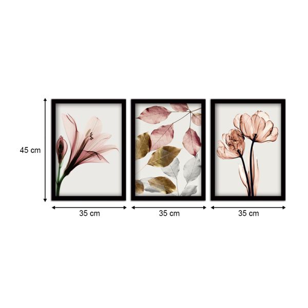Πίνακας "Pink Flowers"  3 τμχ. σε πλαίσιο 35x45x2εκ. - Image 3