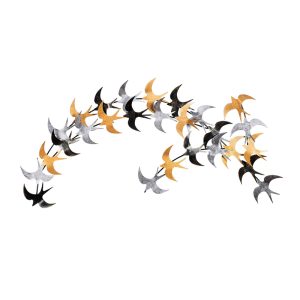 Διακοσμητικό τοίχου Birds  μεταλλικό χρώμα μαύρο – bronze – ασημί 137×62εκ.