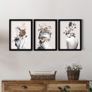 Πίνακας “Flower Girls”  3 τμχ. σε πλαίσιο 35x45x2εκ.
