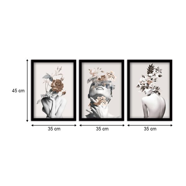 Πίνακας "Flower Girls"  3 τμχ. σε πλαίσιο 35x45x2εκ. - Image 3