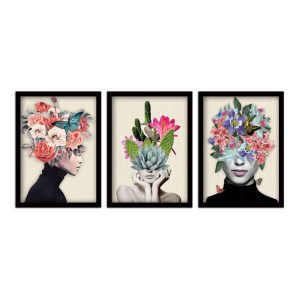 Πίνακας “Flower Girls”  3 τμχ. σε πλαίσιο 35x45x2εκ.