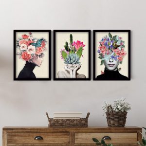 Πίνακας “Flower Girls”  3 τμχ. σε πλαίσιο 35x45x2εκ.