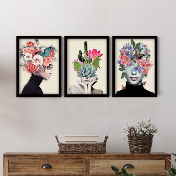 Πίνακας "Flower Girls"  3 τμχ. σε πλαίσιο 35x45x2εκ. - Image 2
