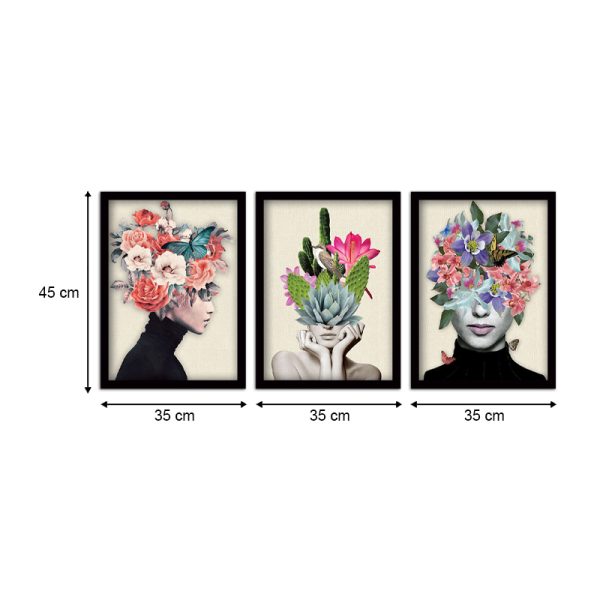 Πίνακας "Flower Girls"  3 τμχ. σε πλαίσιο 35x45x2εκ. - Image 3