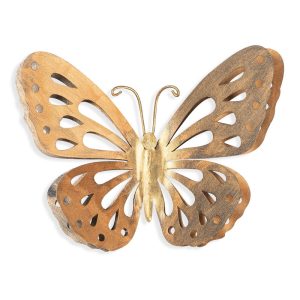 Διακοσμητικό τοίχου Butterfly  μεταλλικό χρώμα χρυσό 29×32εκ.