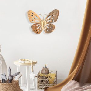 Διακοσμητικό τοίχου Butterfly  μεταλλικό χρώμα χρυσό 29×32εκ.