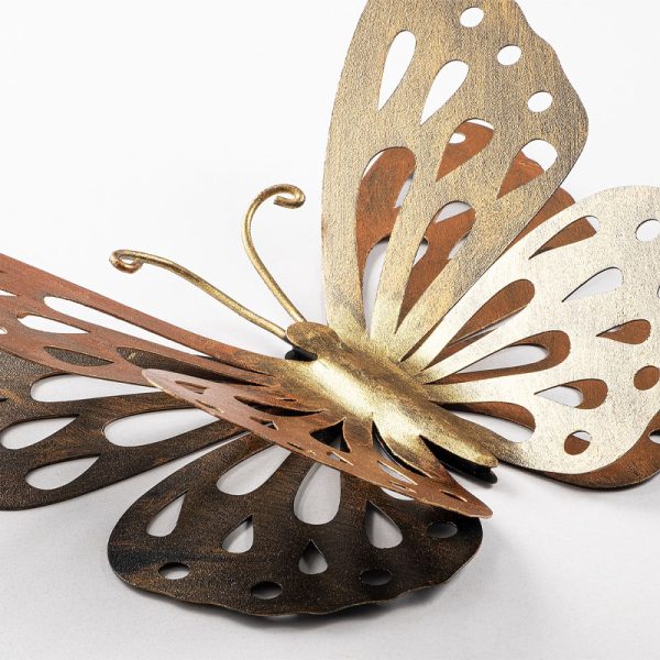 Διακοσμητικό τοίχου Butterfly  μεταλλικό χρώμα χρυσό 29x32εκ. - Image 3