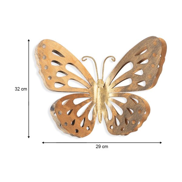 Διακοσμητικό τοίχου Butterfly  μεταλλικό χρώμα χρυσό 29x32εκ. - Image 4