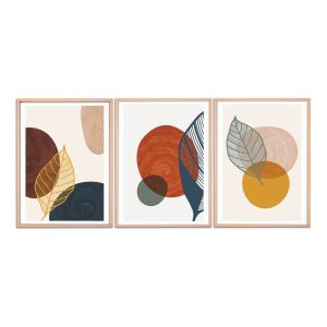 Πίνακας “Circles”  3 τμχ. σε ξύλινη κορνίζα 50x70x2,5εκ.