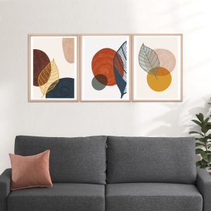 Πίνακας “Circles”  3 τμχ. σε ξύλινη κορνίζα 50x70x2,5εκ.
