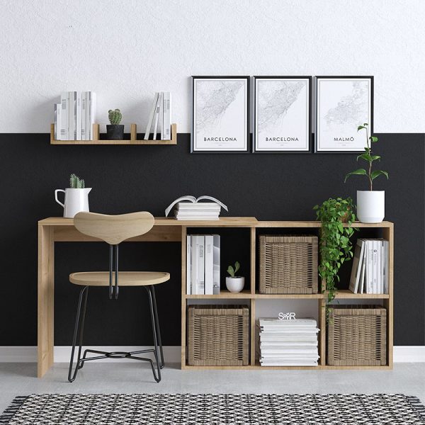 Γραφείο εργασίας Blake  χρώμα φυσικό οξιάς 145x45x74εκ. - Image 2