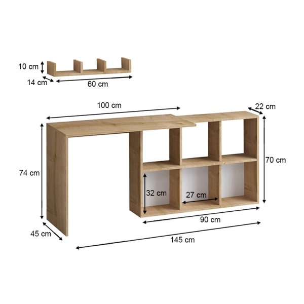 Γραφείο εργασίας Blake  χρώμα φυσικό οξιάς 145x45x74εκ. - Image 4