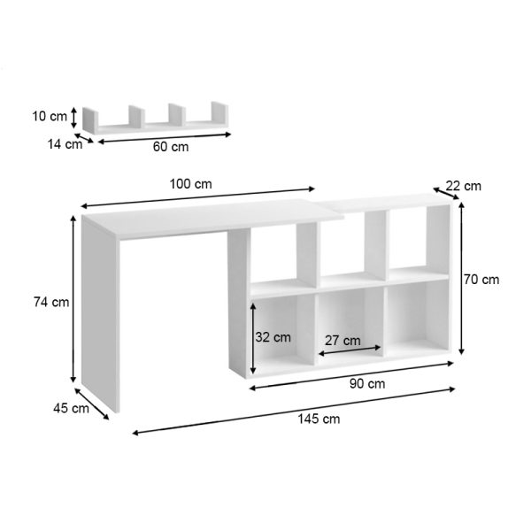 Γραφείο εργασίας Blake  χρώμα λευκό 145x45x74εκ. - Image 4