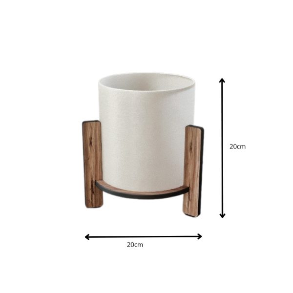 Φωτιστικό επιτραπέζιο Pine  E27 Mdf - ύφασμα Pvc χρώμα καρυδί - κρεμ Ø20x20εκ. - Image 4