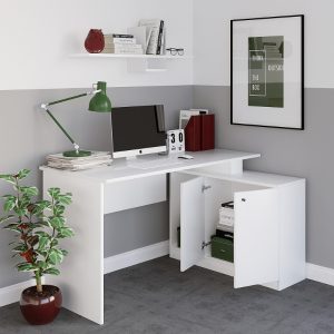 Γραφείο εργασίας Basak  γωνιακό χρώμα λευκό 130x60x74εκ.