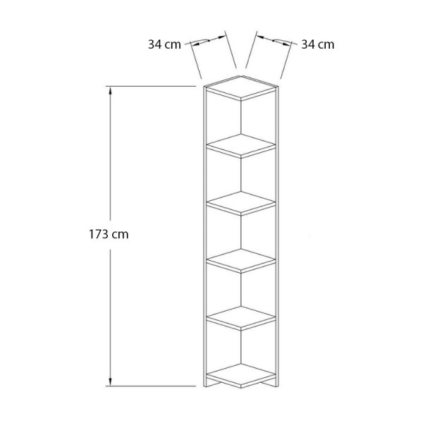Βιβλιοθήκη γωνιακή Kedy II  χρώμα μαύρο - καρυδί 34x34x173εκ. - Image 3