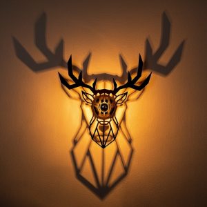 Απλίκα τοίχου Deer  E27 MDF χρώμα μαύρο 55x12x55εκ.