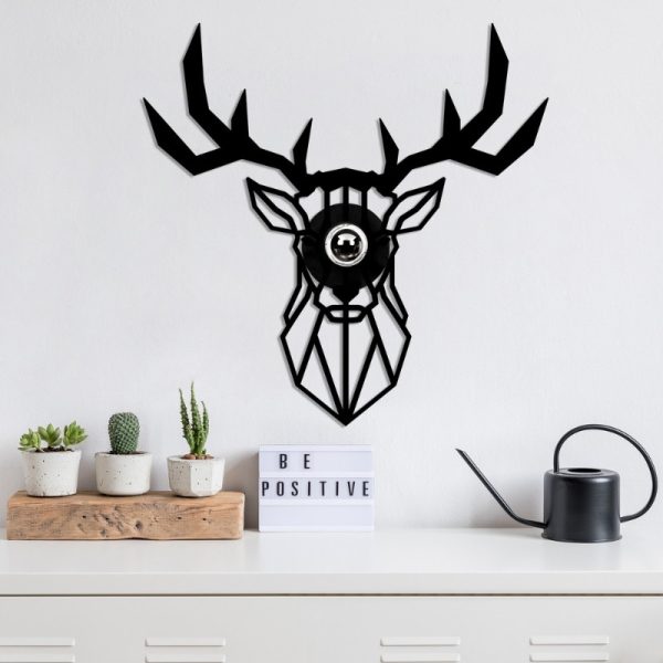 Απλίκα τοίχου Deer  E27 MDF χρώμα μαύρο 55x12x55εκ. - Image 3