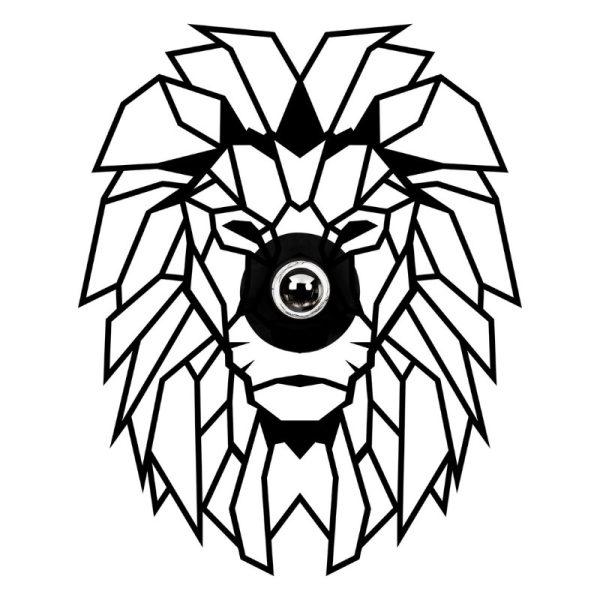 Απλίκα τοίχου Lion  E27 MDF χρώμα μαύρο 39x12x49εκ.