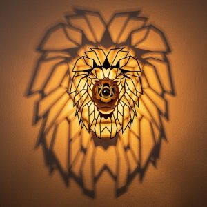 Απλίκα τοίχου Lion  E27 MDF χρώμα μαύρο 39x12x49εκ.